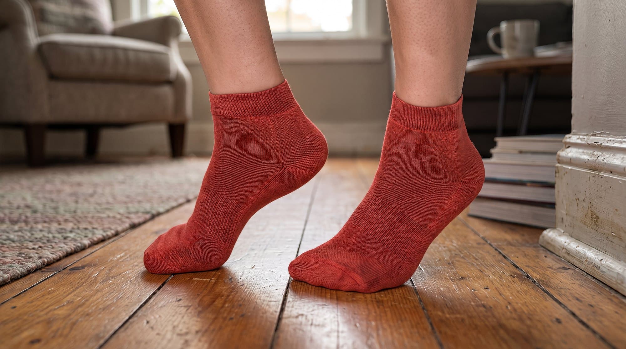 PandaBare bamboo ankle socks worn at home