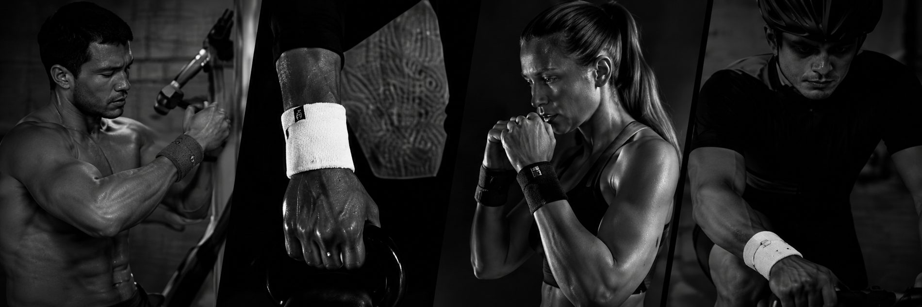 Athletes wearing PandaBare wristbands at the gym, training, yoga and cycling
