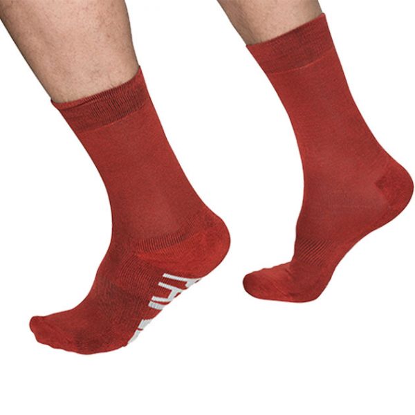 PandaBare Crew sock red bamboo